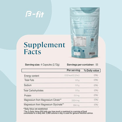 Magnesium Glycinate & Citrate - 220 Capsules - Magnesium Supplement - 496 mg Elemental Magnesium - Supports Sleep and Muscle Recovery - Vegan - High Absorption Formula - 2 Month Supply