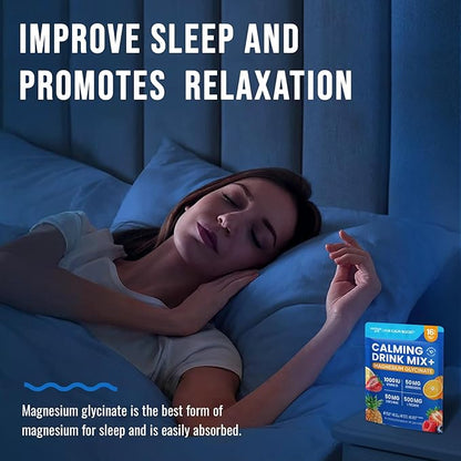 Venture Pal Magnesium Glycinate Powdered Drink Mix with Ashwagandha, Vitamin D, L-Theanine, Lions Mane, Sugar Free Magnesium Supplement Blend for Calm, Relax & Focus, Non GMO, Vegan, 16 Sticks