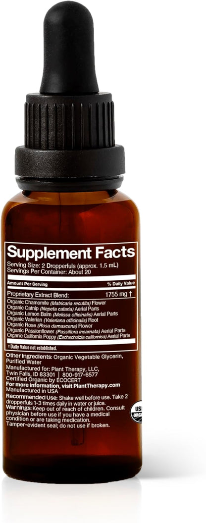 Plant Therapy Organic Sleep Better Tincture 30 mL (1 oz) Supports Relaxation & Sleep, Helps Calm a Busy Mind, with Chamomile, Lemon Balm & Valerian Extracts