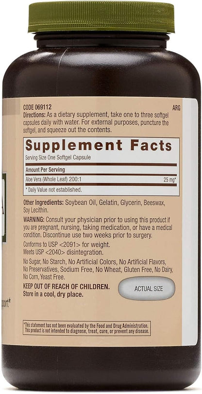 GNC Natural Brand Aloe Vera SoftGel Capsules