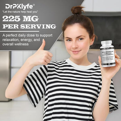 Board Certified Internist's Recommendation: Magnesium Complex Capsule| Glycinate |Malate|Citrate for Optimal Health|225mg, 4 Months Supply for Heart, Muscle & Bone Health - DrPKLyfe