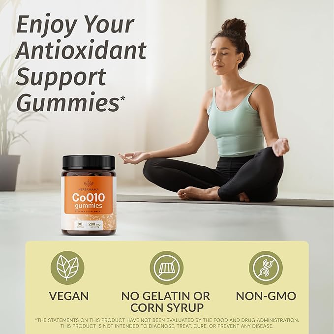 HERBAMAMA Korean Red Ginseng and CoQ10 Kit - Bundle of Panax Ginseng Tincture 4 Fl Oz & Coenzyme Q10 Gummies - Vegan, Non-GMO, Gelatin & Alcohol-Free - 2 Pack