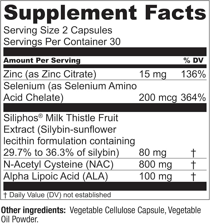 LiverWell Liver Cleanse, Rejuvenation, Metabolic Support - Liver Supplement for Liver Health w/Highly Bioavailable Milk Thistle Extract, N-Acetyl Cysteine, Alpha Lipoic Acid, Zinc, Selenium - 2 Pack