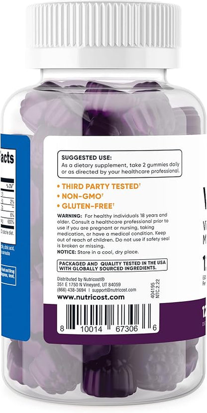 Nutricost Vitamin D3 Gummies 5,000 IU (125mcg), 120 Gummies - Mixed Berry Flavored, 60 Servings