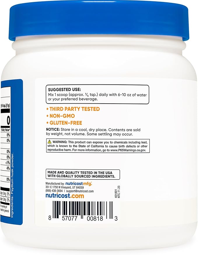 Nutricost Psyllium Husk Ground Powder (1lbs) - Gluten Free and Non-GMO