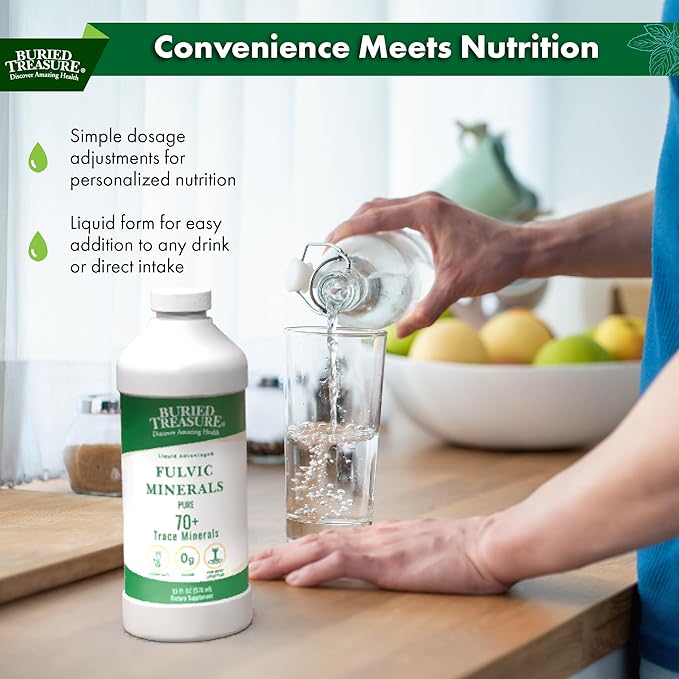 Buried Treasure Liquid Advantage FULVIC MINERALS Pure 70+ Trace Minerals 33 oz Dietary Supplement
