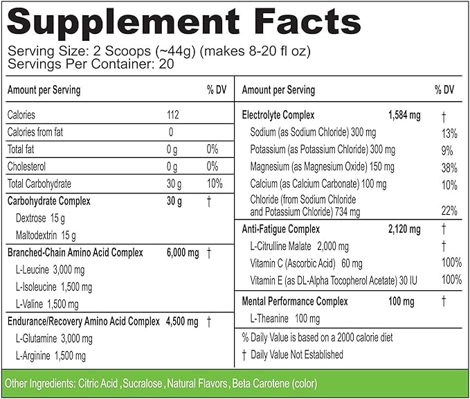 3-in-1 Endurance and Recovery, Hydration, BCAA, Electrolyte Enhanced Drink (Lemon Lime)