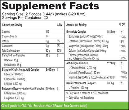 3-in-1 Endurance and Recovery, Hydration, BCAA, Electrolyte Enhanced Drink (Lemon Lime)