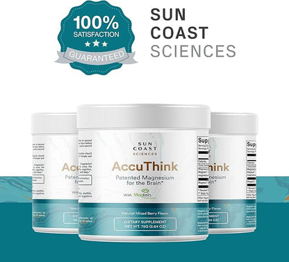 Sun Coast Science Sun Coast Sciences AccuThink - Patented Magnesium Brain - 2.64oz Memory Supplement Brain Health, Sleep, Mood Boost - Cognitive Support Supplement Magnesium Threonate Vitamin C