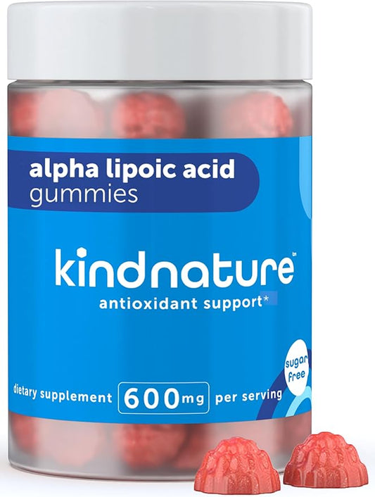 Kind Nature Alpha Lipoic Acid Gummies - Vegan, Sugar-Free, Low Calorie 600 mg ALA Supplement - Pure ALA Alpha Lipoic Acid 600mg for Antioxidant Support