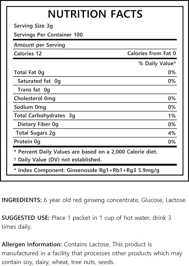 [Gangwoninsam] Korean Red Ginseng Tea (3g x 100 packets) – 6 Year Old Korean Red Ginseng, Korean Health Food, Individually Packaged (100)