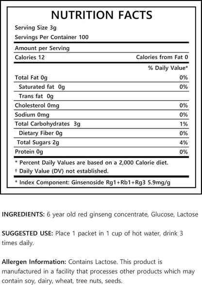 [Gangwoninsam] Korean Red Ginseng Tea (3g x 100 packets) – 6 Year Old Korean Red Ginseng, Korean Health Food, Individually Packaged (100)