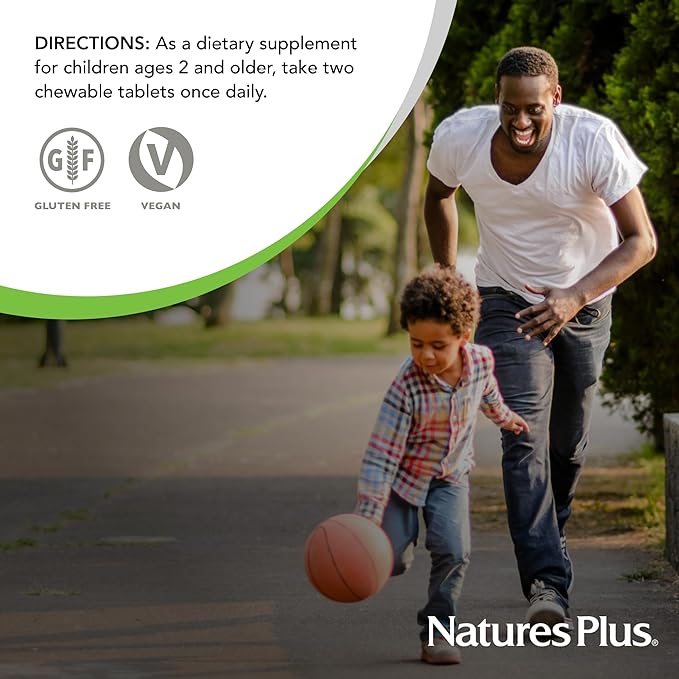 Natures Plus Animal Parade Gold Multivitamin Children’s Chewables - Watermelon Flavor - 120 Animal-Shaped Tablets, Pack of 2 - Vitamin D3, K2 & Probiotics - Vegan, Gluten Free - 120 Total Servings