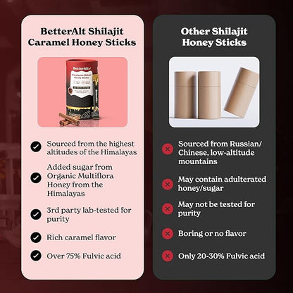Better Alt Pure Himalayan Shilajit Cinnamon Honey Sticks with Organic Honey, Saffron | Easy to Consume Shilajit| 30 Sticks for Energy Boost & Immune Support, 85+ Trace Minerals, 75%+ Fulvic Acid