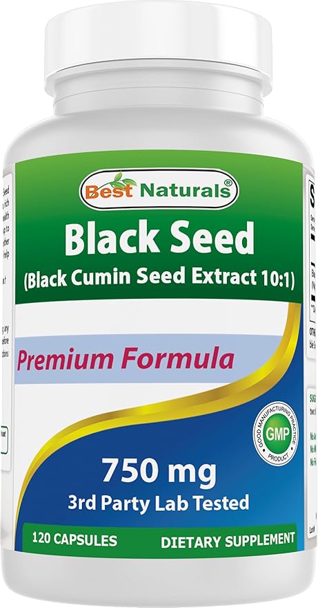 Best Naturals Black Seed (Black Cumin Seed Extract 10:1) 750 mg Per Serving- 120 Capsules