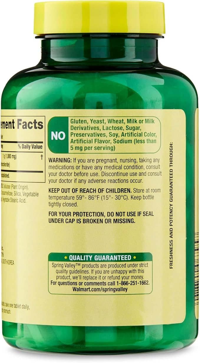 Spring Valley l-lysine 1000mg- 100 Tablets (Pack of 1), Boxed by Fusion Shop Store