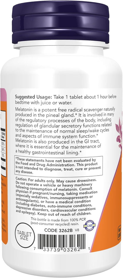 NOW Supplements, Melatonin 1 mg, with Co-Factor Nutrients, Healthy Sleep Cycle*, 100 Tablets (Pack of 2)