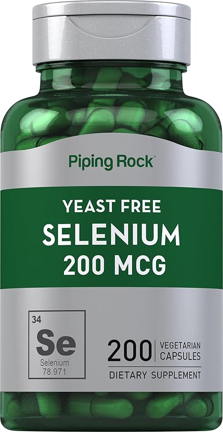 Piping Rock Yeast Free Selenium 200mcg | 200 Capsules | Vegetarian, Non-GMO, Gluten Free Formula