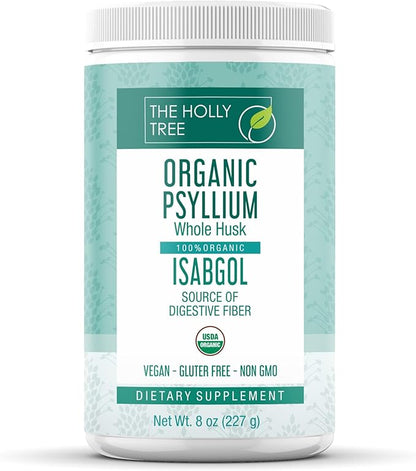 Psyllium Husk Powder Organic 8 oz - Isabgol - Whole Psyllium Husk Fiber for Digestive Health & Regularity - Gluten-Free, USDA Organic, Kosher - Organic Psyllium Husk Supplement