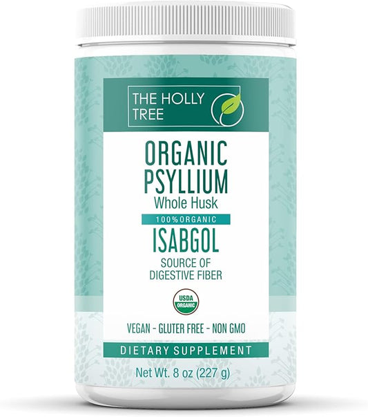 Psyllium Husk Powder Organic 8 oz - Isabgol - Whole Psyllium Husk Fiber for Digestive Health & Regularity - Gluten-Free, USDA Organic, Kosher - Organic Psyllium Husk Supplement