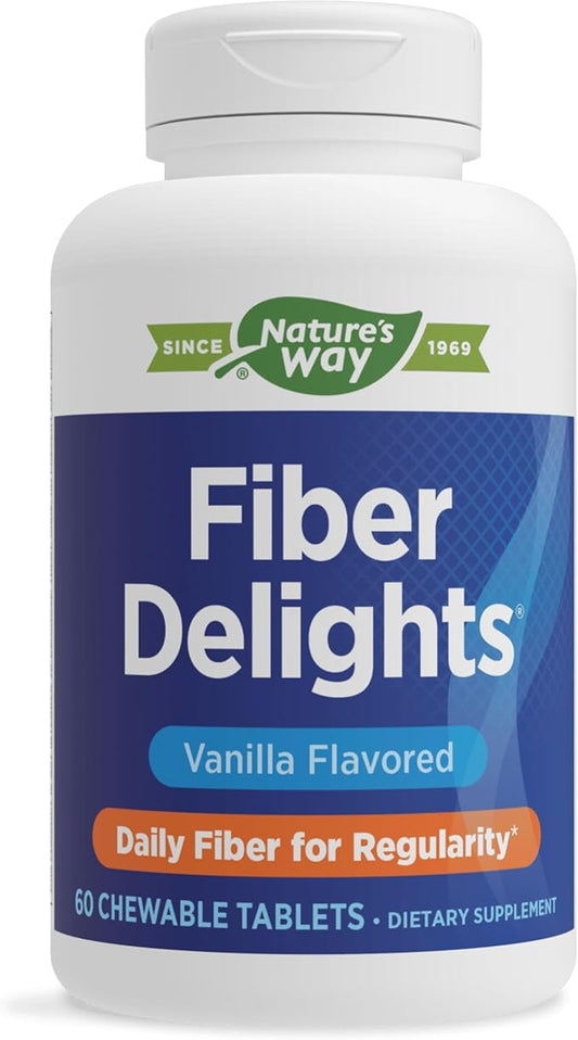 Nature's Way Fiber Delights Daily Fiber for Regularity*, Vanilla Flavored, 60 Chewable Tablets