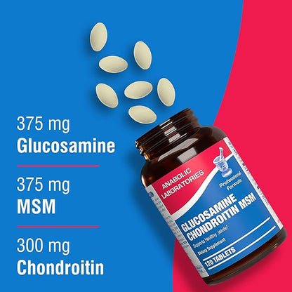 Anabolic Laboratories Glucosamine Chondroitin MSM Joint Support Supplement for Men and Women, 120 Tablets - Joint Tissue and Cartilage Health - Glucosamine Complex with Chondroitin and OptiMSM