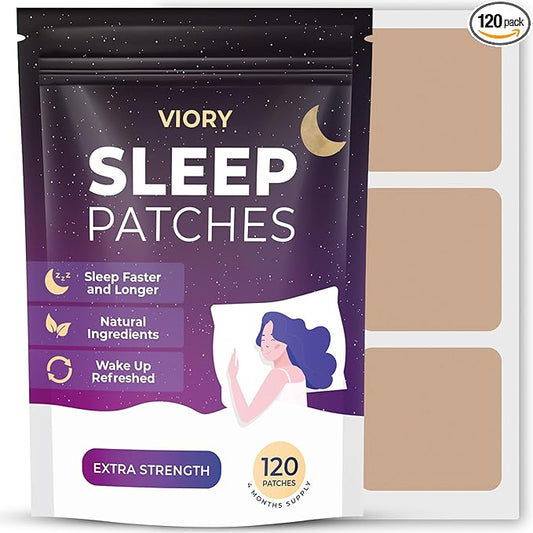 VIORY Sleep Patches for Adults Extra Strength | Easy-to-Apply Sleep Patch with Melatonin & Valerian | Relax & Wake Up Refreshed | Long-Lasting Night Comfort for Men & Women | 120 Patches
