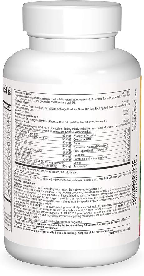 Source Naturals Life Force Green Multiple, Energy Activator with Superfoods* -180 Tablets