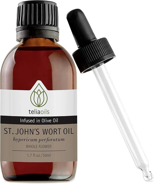 Teliaoils St John's Wort (Hypericum Perforatum) Infused Oil Extract (Macerated Oil), 1.7 Oz - 50 Ml/The Red Elixir, The Best Vulnerary Oil for Wounds and Burns