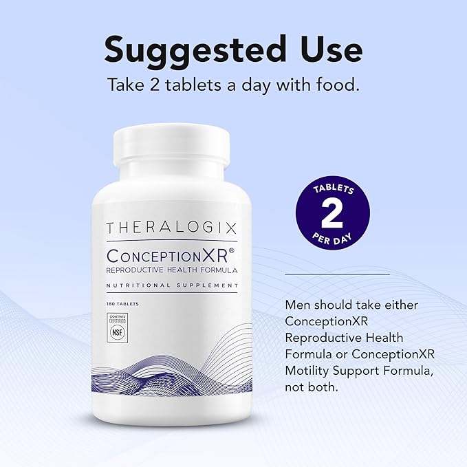 Theralogix ConceptionXR Reproductive Health For Men, Men's Preconception Vitamins for Fertility Support, Male Fertility Supplements for Sperm Health, NSF Certified - 180 Tabs (90-Day Supply), Unflavor