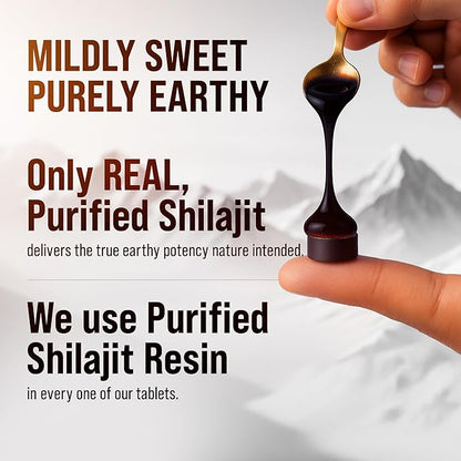 Shilajit Tablets for Men - Gold Grade - No Added Sugar - 120 Dry Drops - Organic - Lab Tested