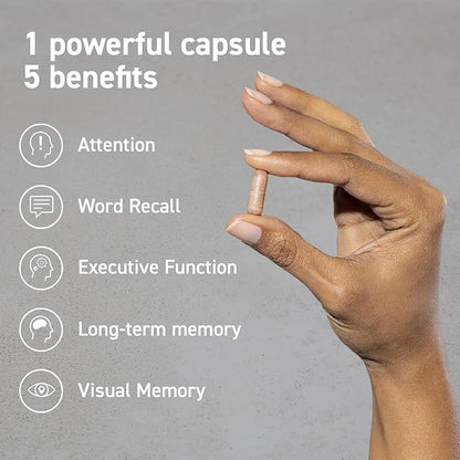 CocoaVia Memory & Focus Brain Supplement, 30 Day, Cocoa Flavanol Blend, Lutein, Added Caffeine for Boost. Improve Cognitive Function, Attention, Vegan & Plant Based, 30 Capsules
