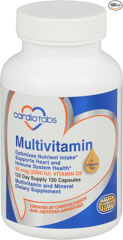 Multivitamin - Heart and Immunity Supplements for Men & Women, Multivitamin for Men & Women, with Minerals B-Vitamin Complex, Vitamins A, C, E, K and 2000 IU Vitamin D3, 120-Count Bottle