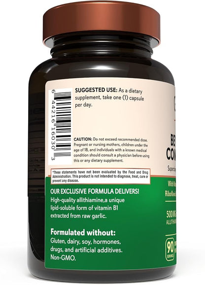 grow vitamin Beyond B1 Complex - Allithiamine Natural Vitamin B1 Supplement with Essential B-Vitamins, Thiamin, Niacin, Biotin, Magnesium & More - Supports Energy, Mood & Nervous System - 90 Capsules