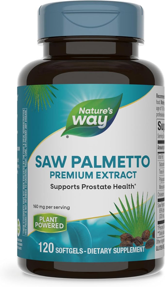 Nature's Way Saw Palmetto Premium Extract, Prostate Health Support for Men*, 160 mg per Serving, 120 Softgels (Packaging May Vary)