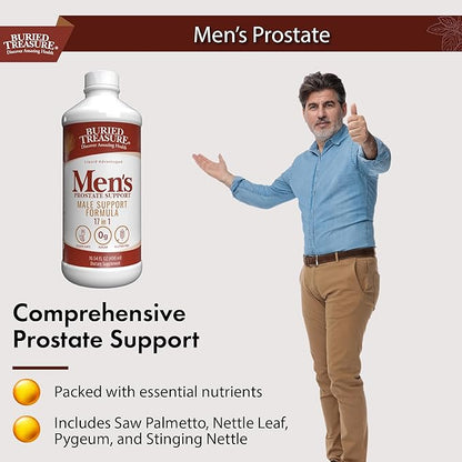 Buried Treasure: Men's Prostate Complete - Natural Herbal Formula Supplement w/ Saw Palmetto, Pygeum Bark, & Stine Nettles to Support Healthy Urinary & Prostate Function - 16 oz