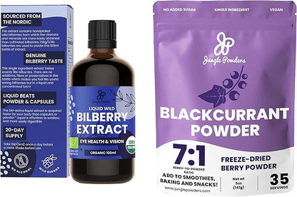Wild Bilberry Extract for Eyes USDA Organic 3.4oz Blackcurrant Powder Bundle Freeze Dried Black Currant Extract for Smoothies