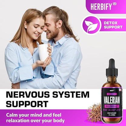 HERBIFY Valerian Root Supplement - Valerian Root Tincture – Nervous System Support 2 Fl oz