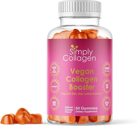 Simply Collagen® Vegan Collagen Booster Gummies for Women & Men - Promotes Youthful & Beautiful Skin, Hair, Nails & Lashes - Key Amino Acids & Antioxidants with Biotin, Vitamins A,C, & E