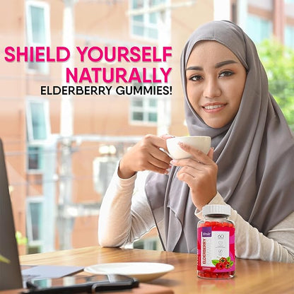 Khair Halal Elderberry Gummies - Super Antioxidants Supplement, Boosts Immunity & Fights Seasonal Allergies - Non GMO, Vegetarian, Gluten Free, Gelatin Free & Halal Vitamins - 60 Gummies