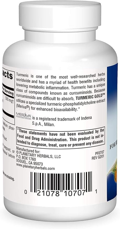 Planetary Herbals Turmeric Gold 500mg, for Healthy Inflammation Response, 30 Capsules