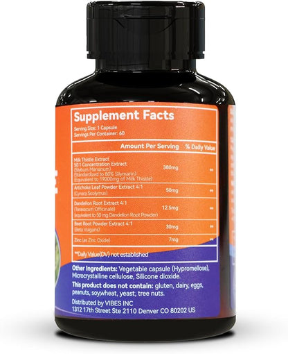 Milk Thistle Capsules 19000mg Equivalent, 50X Concentrated Seed Extract & 80% Silymarin Standardized, Liver Support Supplement, Vegan, Non-GMO, 60 Capsules