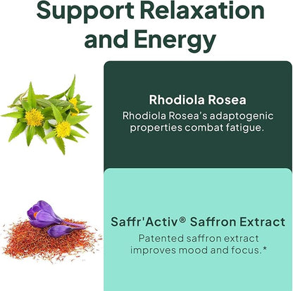 Chill Buttons - Organic Ashwagandha Reduces Tension, Enhances Memory and Vision, and Brightens Mood - Contains Ashwagandha KSM-66, Rhodiola Rosea, and Organic Saffron