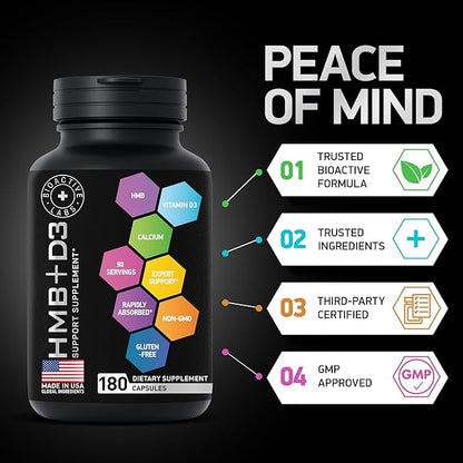 Liquid Melatonin 3mg and Advanced HMB and Vitamin D3 Supplement Power and Recovery Bundle