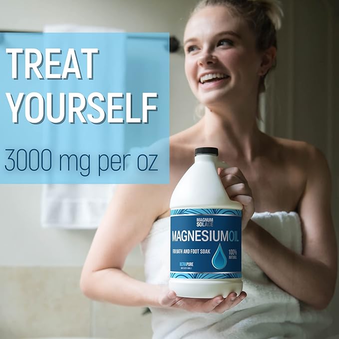 Pure Magnesium Oil - Bulk Size 64 oz - for Use with Magnesium Bath Flakes for Soaking or Refilling Magnesium Oil Spray