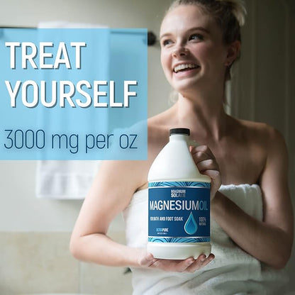 Pure Magnesium Oil - Bulk Size 64 oz - for Use with Magnesium Bath Flakes for Soaking or Refilling Magnesium Oil Spray