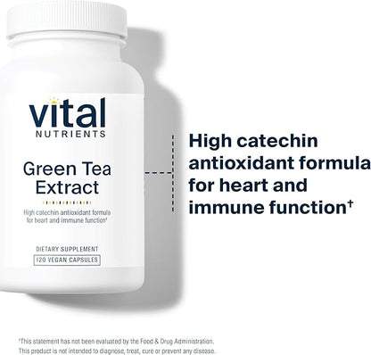 Vital Nutrients Green Tea Extract 550mg | Potent Antioxidant for Heart & Immune Health* | Polyphenols Supplement with EGCG | Gluten, Dairy, Soy Free | Non-GMO | 120 Capsules