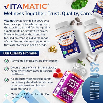 Vitamatic Alpha Lipoic Acid (ALA) 600mg Per Serving - 240 Vegetable Capsules - 120 Servings - Non-GMO & Gluten Free