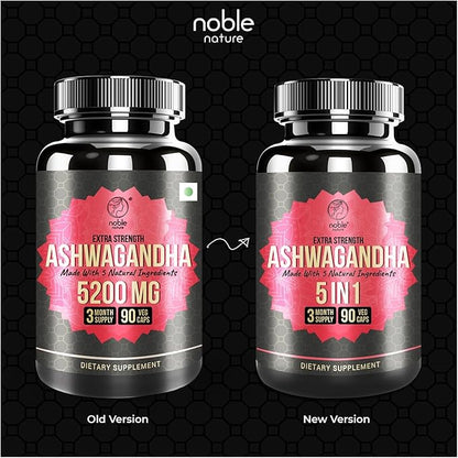 Ashwagandha Supplement with Turmeric, Rhodiola Rosea, Ginger Root, and Black Pepper Extract - 90 Veg Capsules