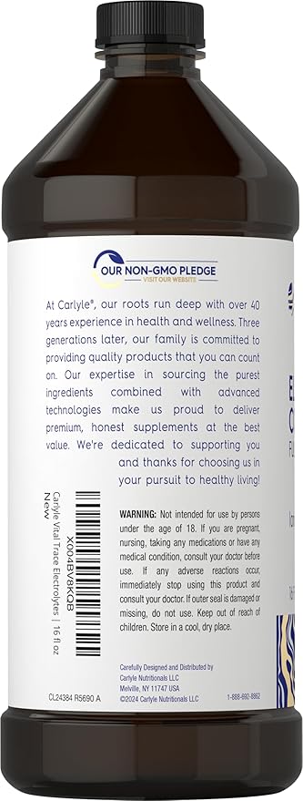 Carlyle Electrolyte Concentrate | 16 fl oz | Full Spectrum | Ionic Electrolyte Liquid | Non-GMO and Gluten Free Formula | by Vital Trace